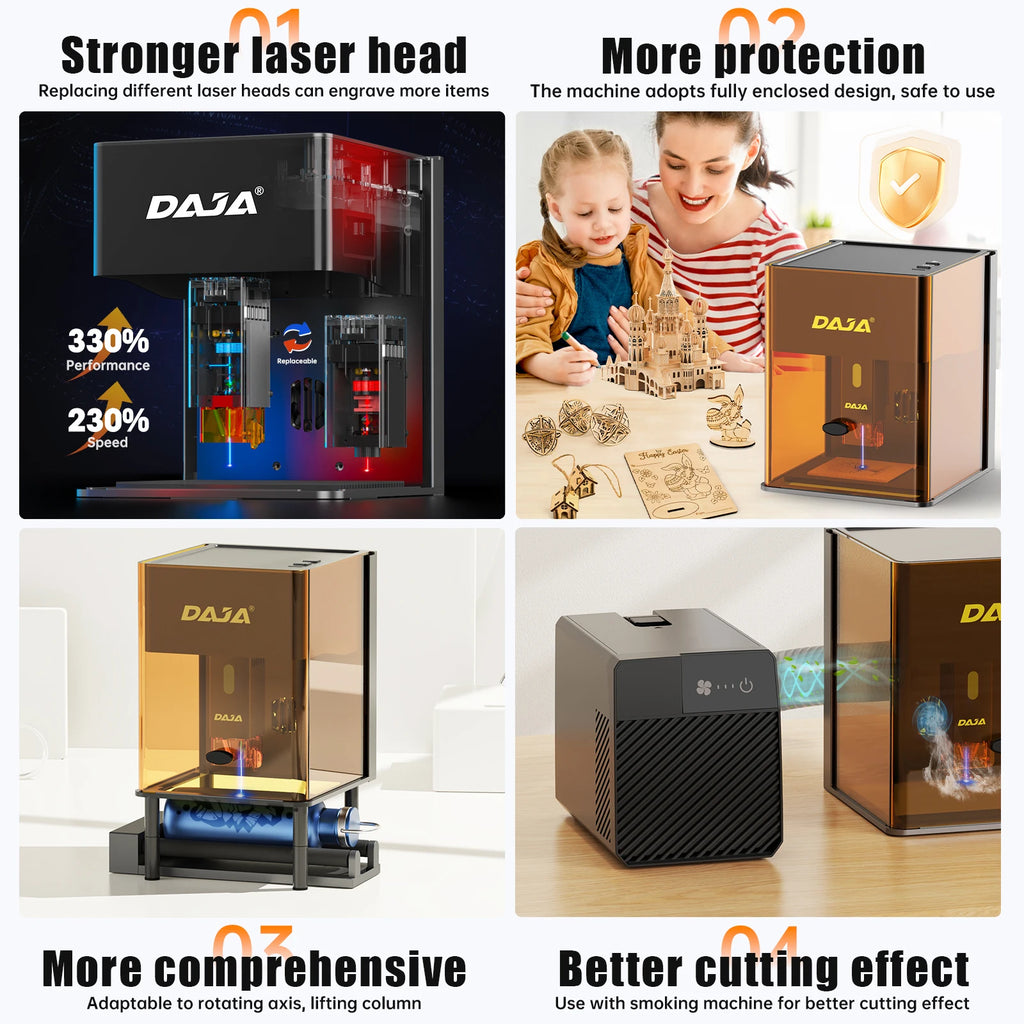 DAJA DJ6 Pro Laser Engraver Portable Safety Cover Cut Business Engraving Machine for Metal Stainless steel Jewelry Wood Acrylic