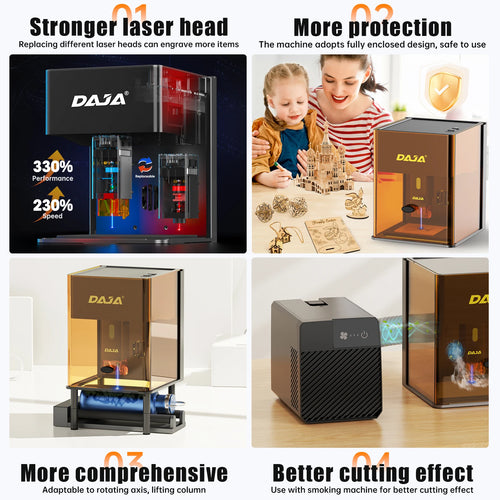 DAJA DJ6 Pro Laser Engraver Portable Safety Cover Cut Business Engraving Machine for Metal Stainless steel Jewelry Wood Acrylic