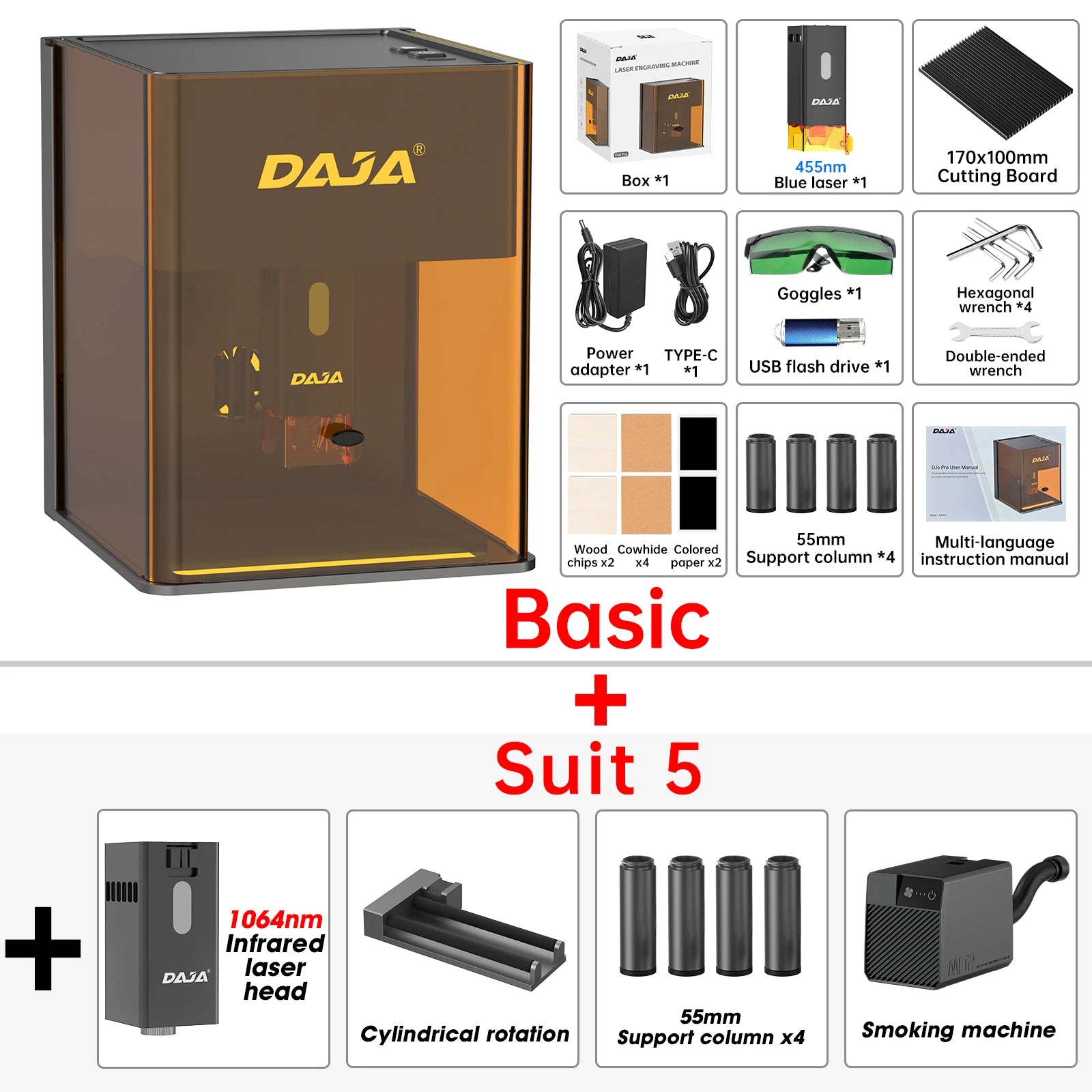 DAJA DJ6 Pro Laser Engraver Portable Safety Cover Cut Business Engraving Machine for Metal Stainless steel Jewelry Wood Acrylic
