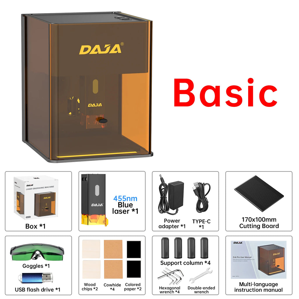 DAJA DJ6 Pro Laser Engraver Portable Safety Cover Cut Business Engraving Machine for Metal Stainless steel Jewelry Wood Acrylic