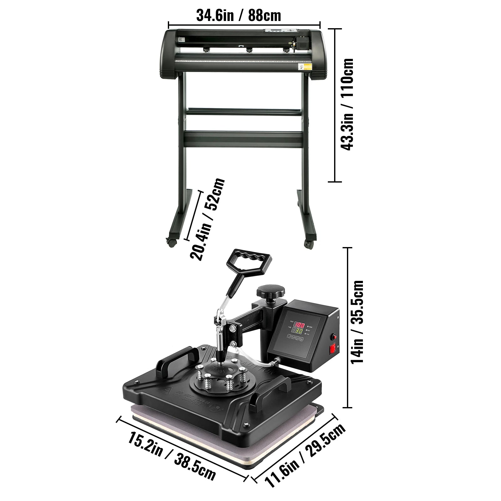 Zestaw do personalizacji: ploter tnący 28” + prasa termiczna 5w1 (12×15” / 15×15”)