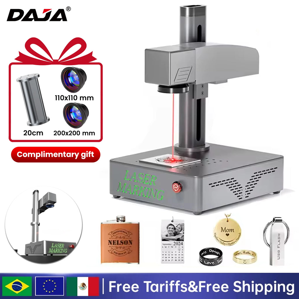 DAJA 20W/30W/50W S4 Fiber Laser Marking Machine Business Industrial Portable Engraver Engrave All Metal Jewelry Leather Plastic