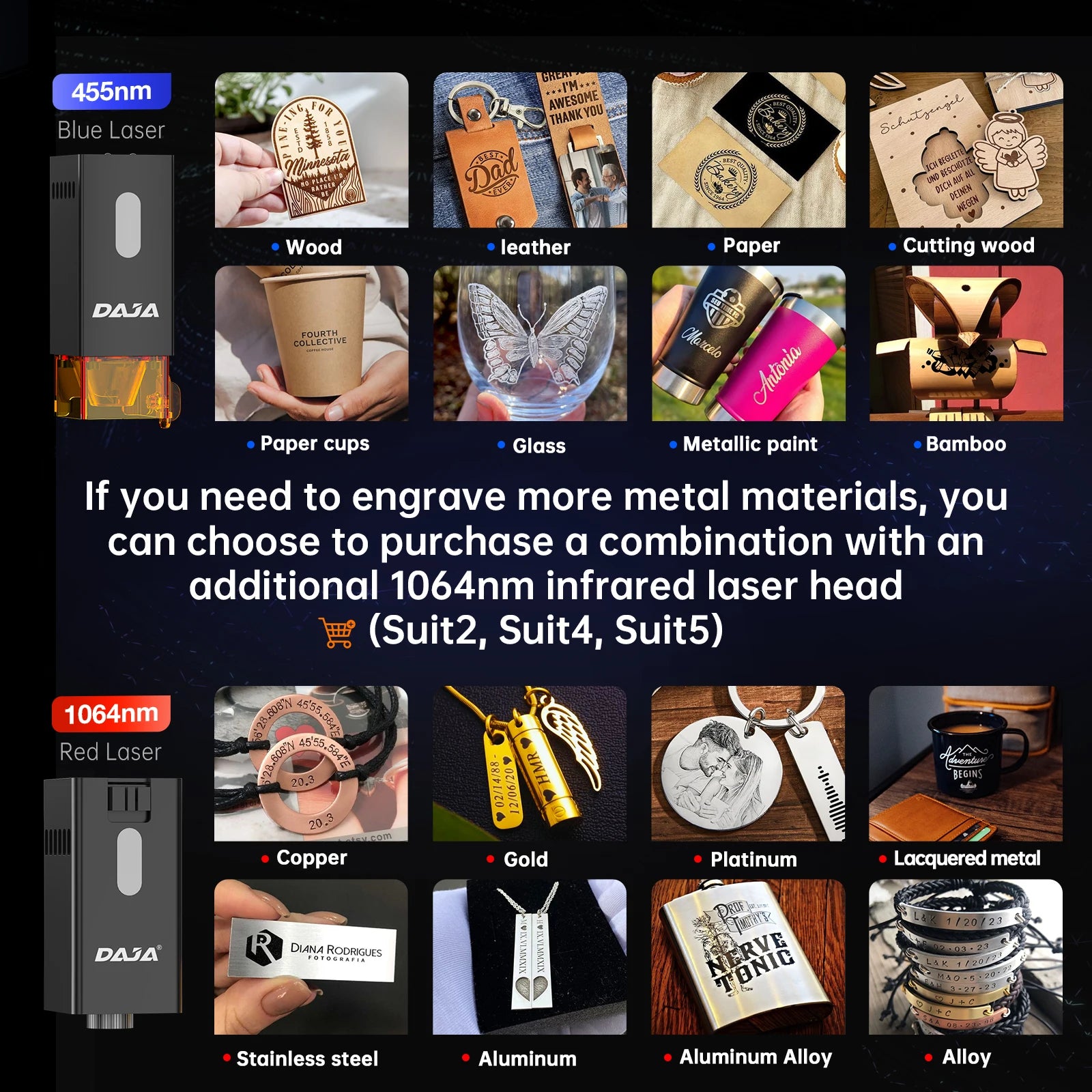 DAJA DJ6 Pro Laser Engraver Portable Safety Cover Cut Business Engraving Machine for Metal Stainless steel Jewelry Wood Acrylic