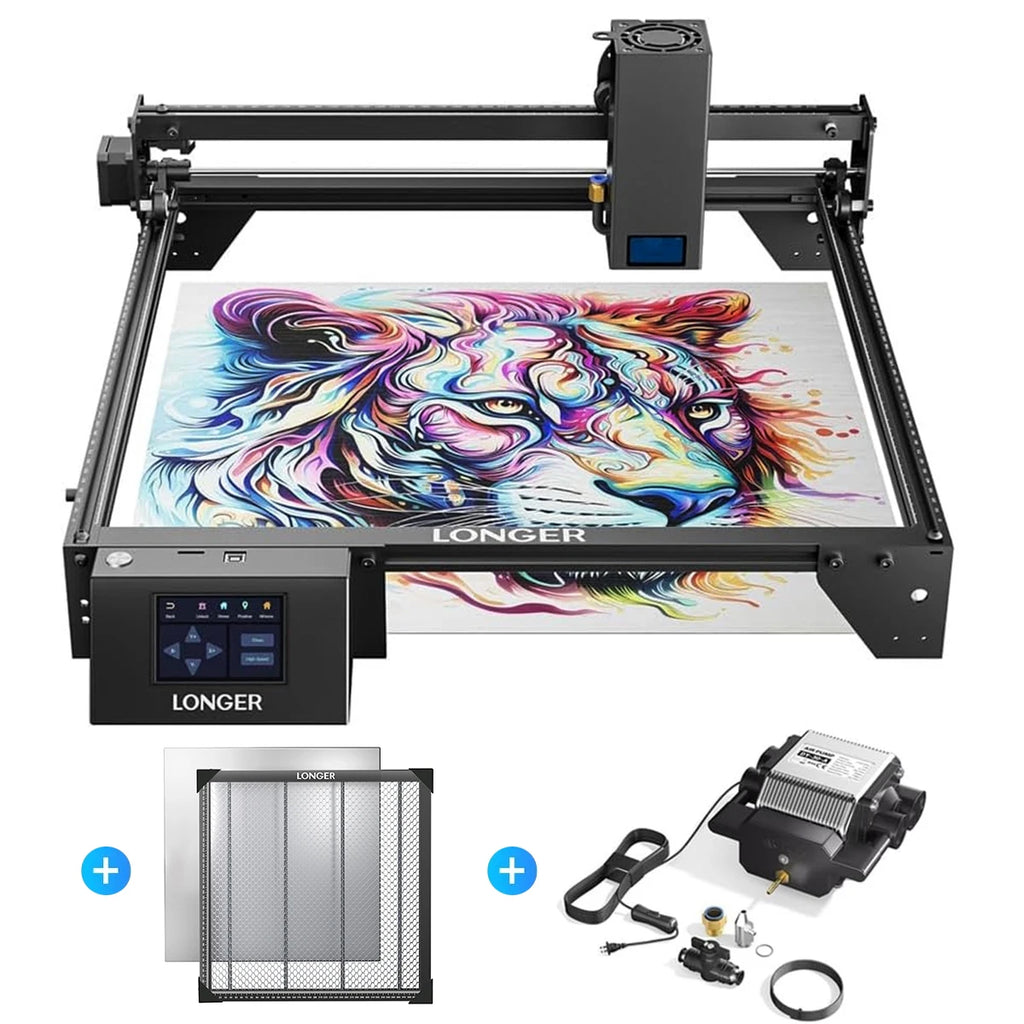 Laser CNC 20W do cięcia i grawerowania – zestaw roboczy z air assist i stołem honeycomb