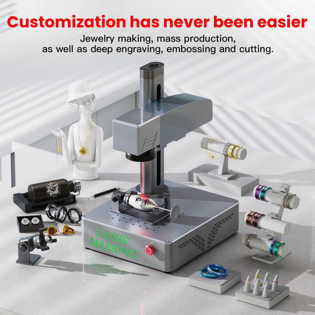 DAJA 20W/30W/50W S4 Fiber Laser Marking Machine Business Industrial Portable Engraver Engrave All Metal Jewelry Leather Plastic