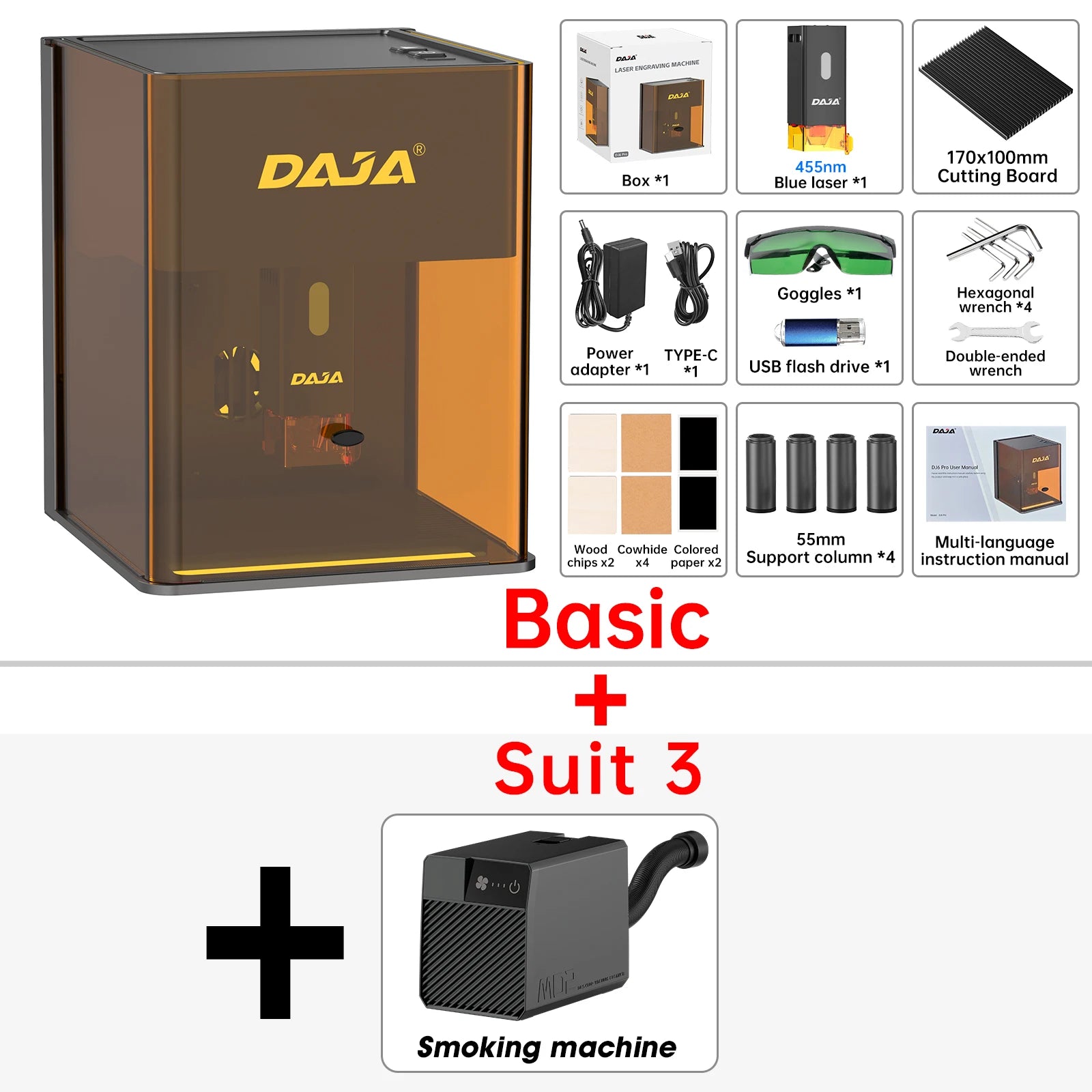 DAJA DJ6 Pro Laser Engraver Portable Safety Cover Cut Business Engraving Machine for Metal Stainless steel Jewelry Wood Acrylic
