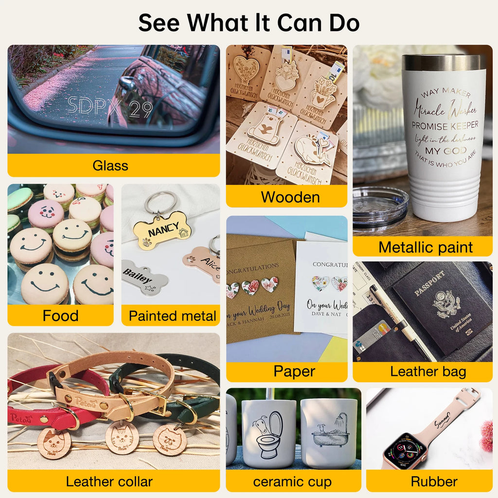 DAJA DJ6 Mini Portable Laser Engraver Diy Bluetooth Machine Painted Dog Tag Paper Leather Wooden Plastic Logo CNC Machine