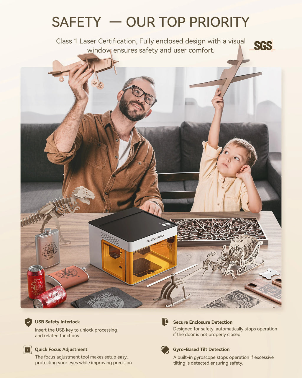 Kompaktowy grawer laserowy Atomstack P1 – zamknięty laser 5W do precyzyjnej personalizacji