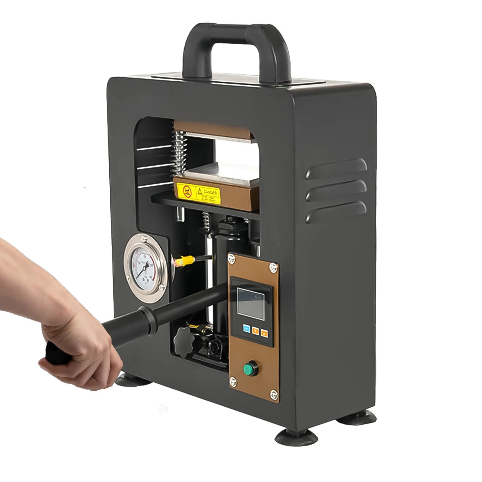 Manualna prasa hydrauliczna 5T z podwójnym grzaniem – kompaktowa prasa termiczna do precyzyjnych prac materiałowych