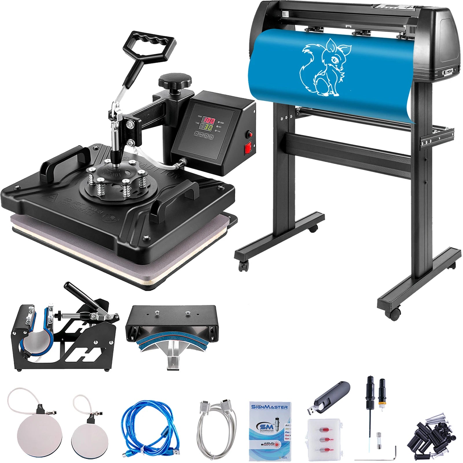 Zestaw do personalizacji: ploter tnący 28” + prasa termiczna 5w1 (12×15” / 15×15”)