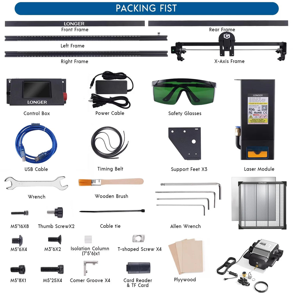 Laser CNC 20W do cięcia i grawerowania – zestaw roboczy z air assist i stołem honeycomb