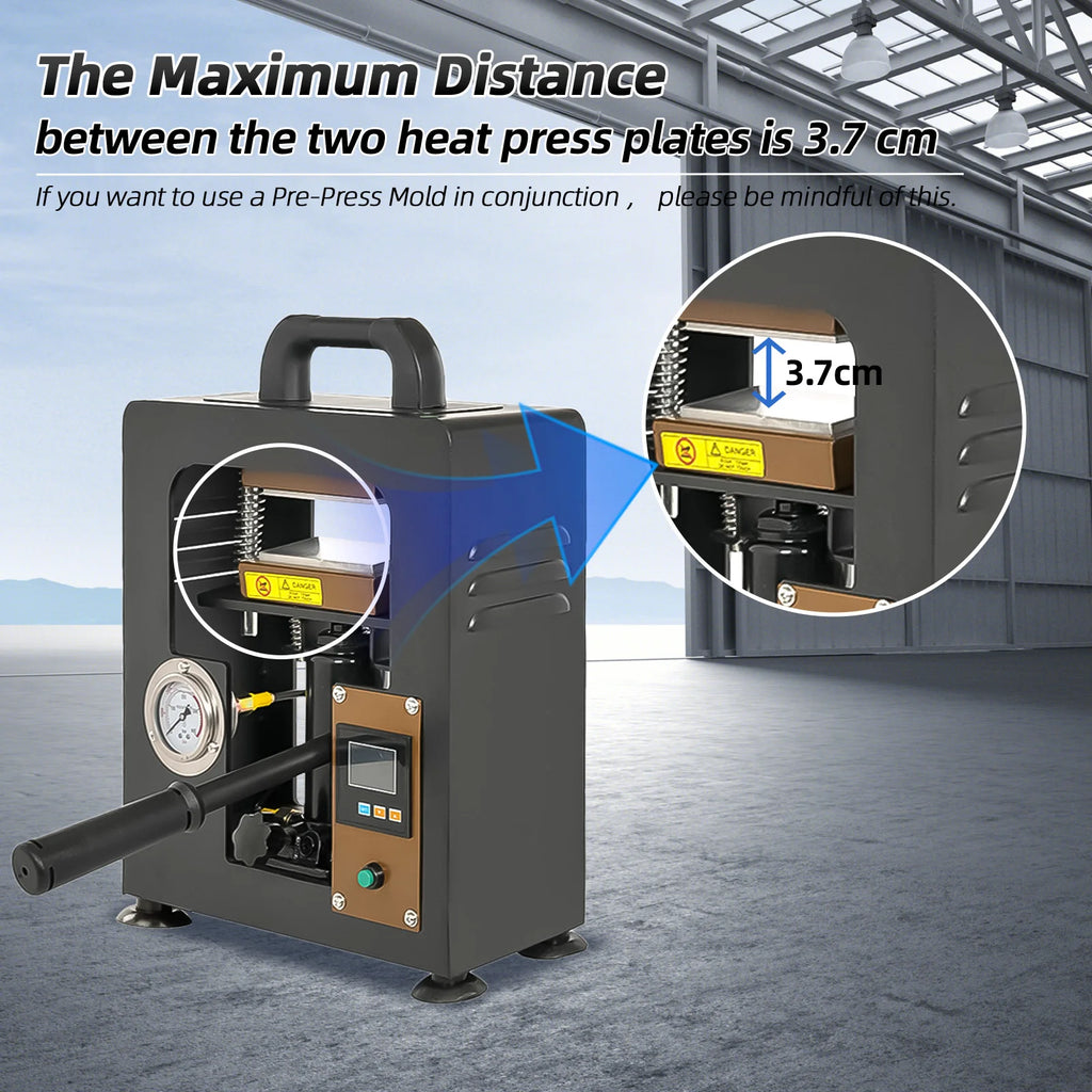 Manualna prasa hydrauliczna 5T z podwójnym grzaniem – kompaktowa prasa termiczna do precyzyjnych prac materiałowych